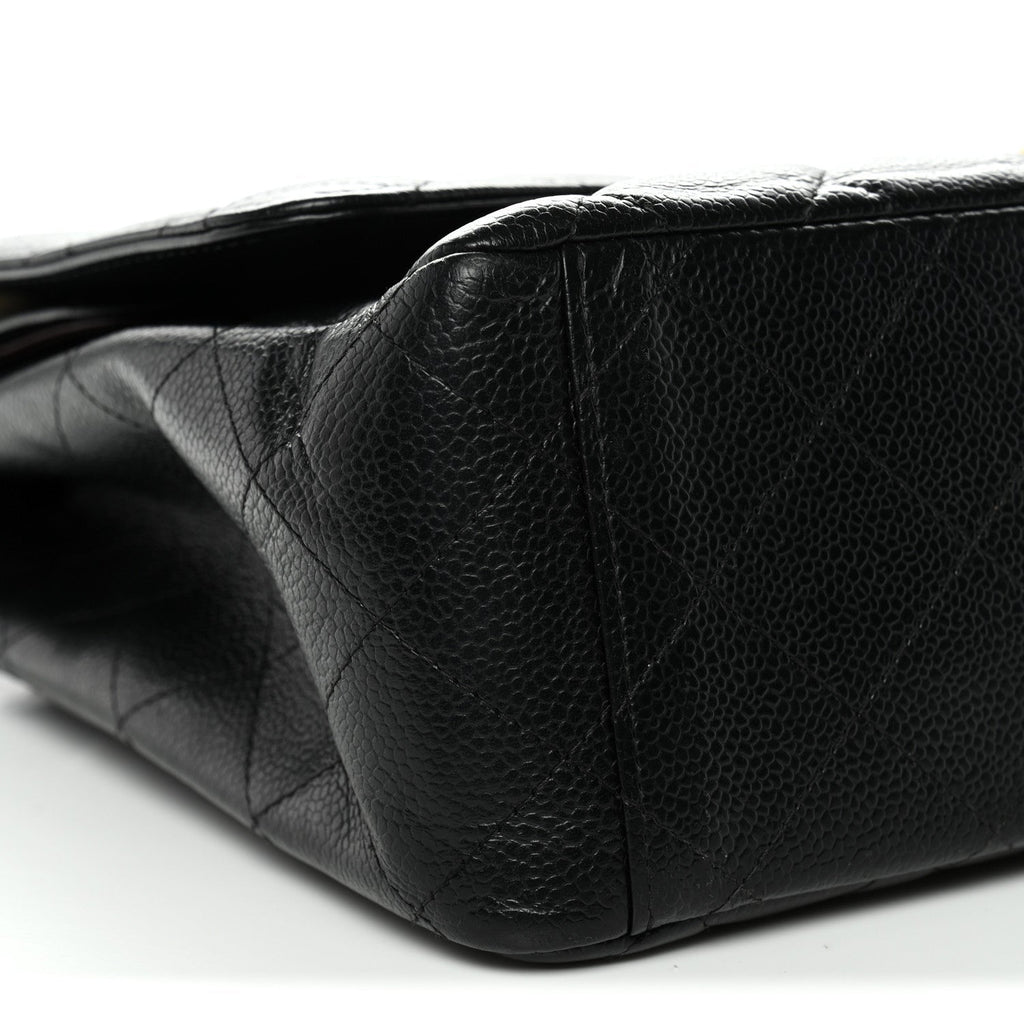 Caviar Quilted Maxi Double Flap Black