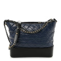 Aged Calfskin Quilted Large Gabrielle Hobo Navy Black