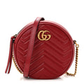 Glazed Calfskin Matelasse Heart Mini GG Marmont Round Shoulder Bag Romantic Cerise