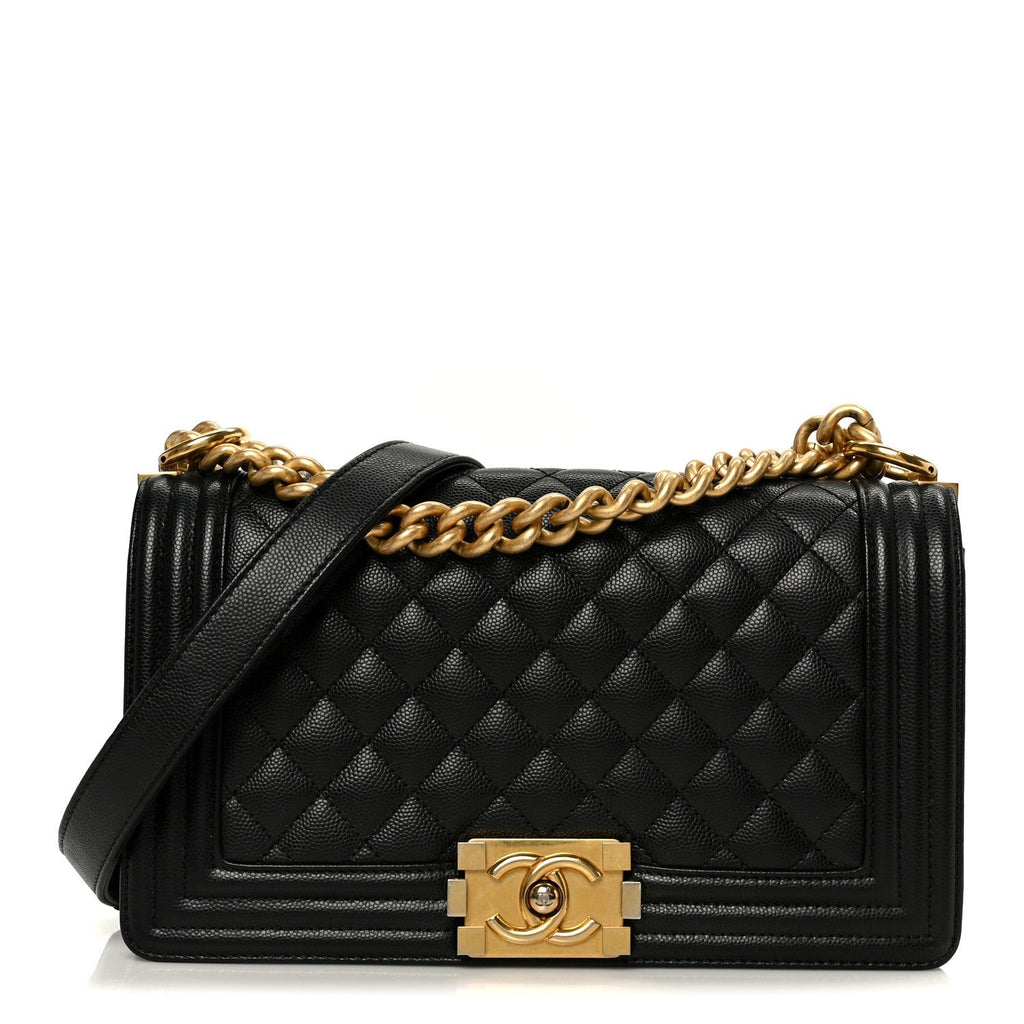Caviar Quilted Medium Boy Flap Black