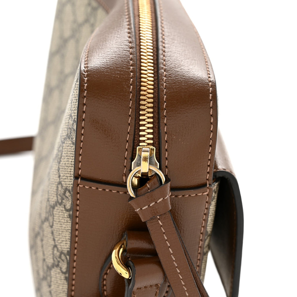 GG Supreme Monogram Small Horsebit 1955 Shoulder Bag Beige Brown Sugar