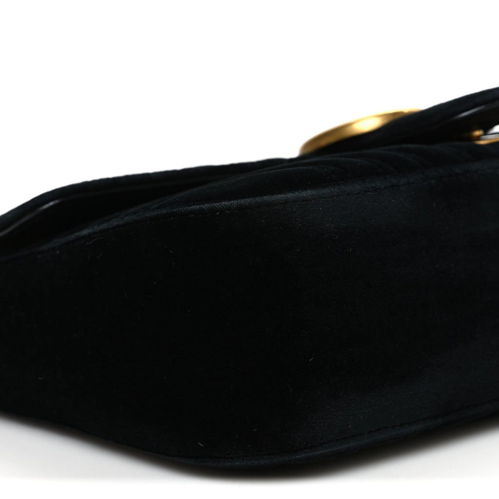 Velvet Matelasse Small GG Marmont Shoulder Bag Black