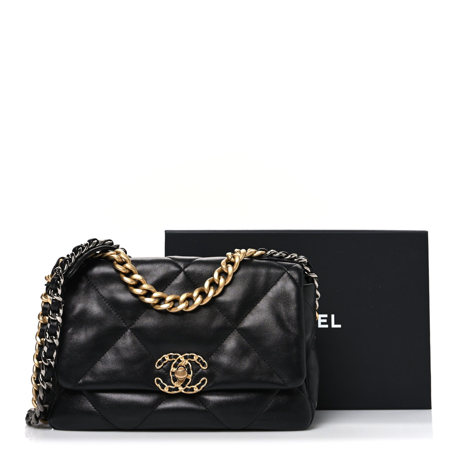 Lambskin Quilted Medium Chanel 19 Flap Black