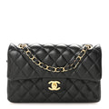 Lambskin Quilted Small Double Flap Black