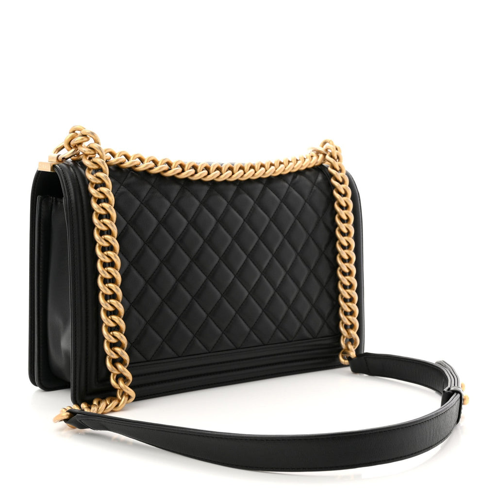 Calfskin Quilted New Medium Boy Flap Black