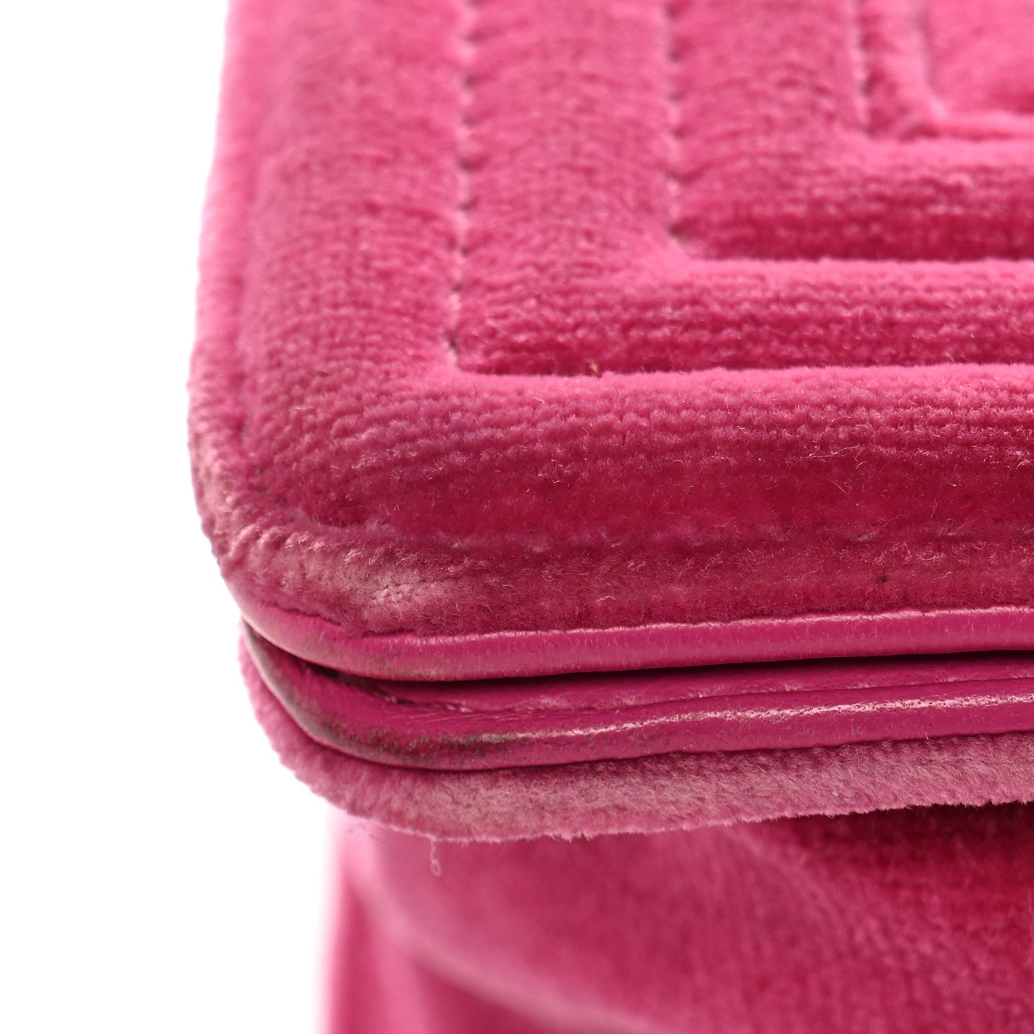 Velvet Quilted Small Boy Flap Fuchsia