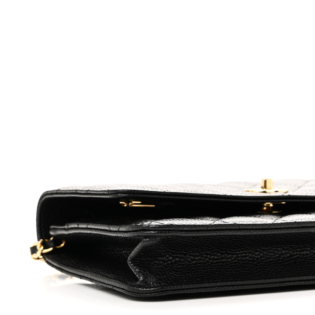 Caviar Quilted CC Turnlock Wallet On Chain WOC Black