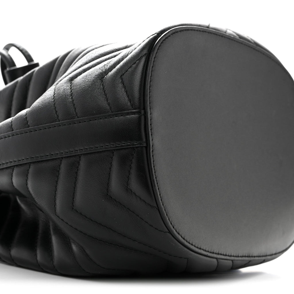 Calfskin Matelasse Sylvie Web GG Marmont Bucket Bag Black