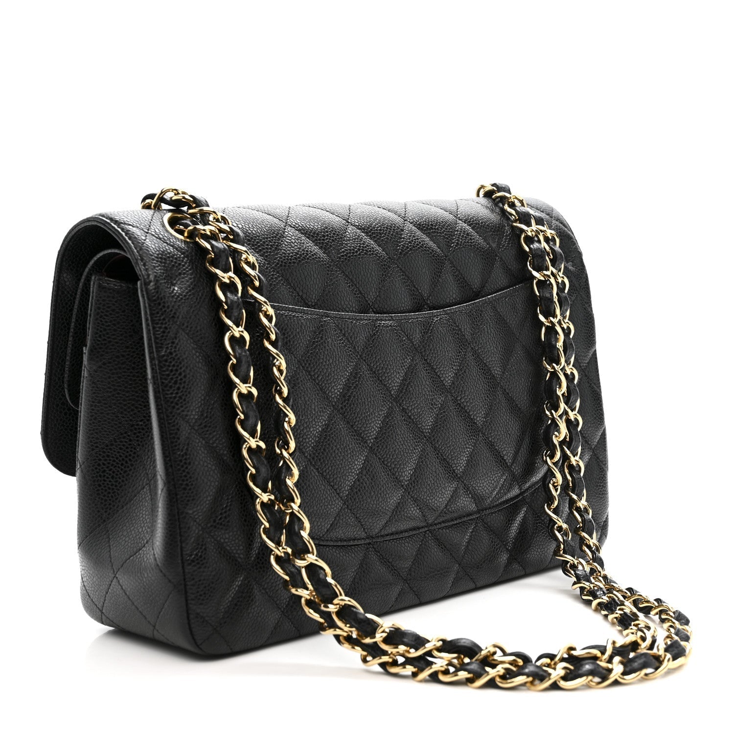 Caviar Quilted Jumbo Double Flap Black