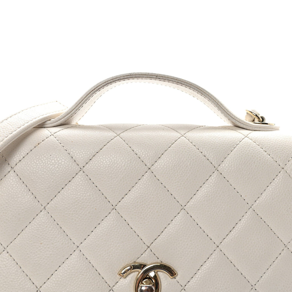 Caviar Quilted Medium Business Affinity Flap White