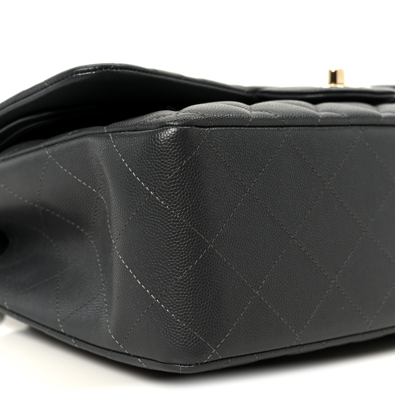 Caviar Quilted Jumbo Double Flap Dark Grey