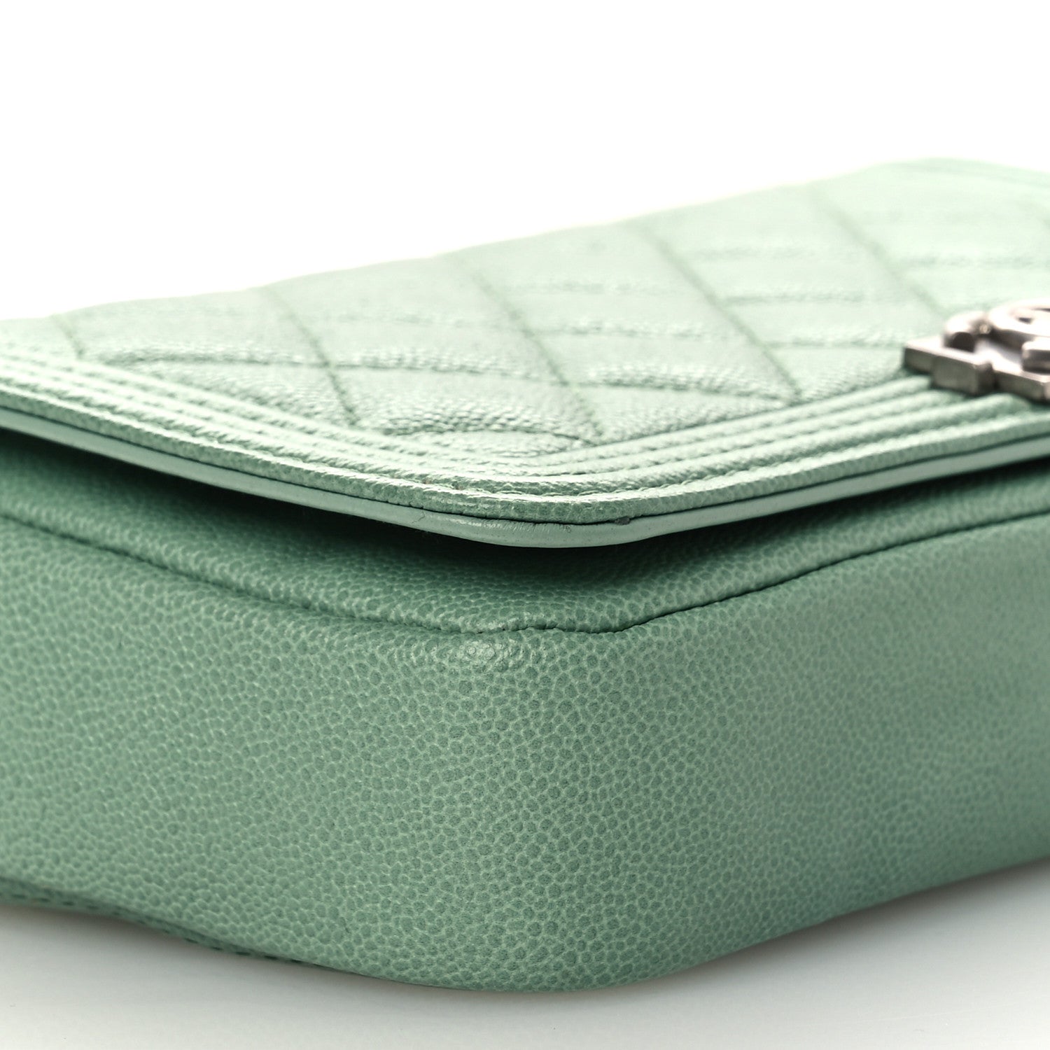 Caviar Quilted Boy Phone Holder Wallet On Chain Green