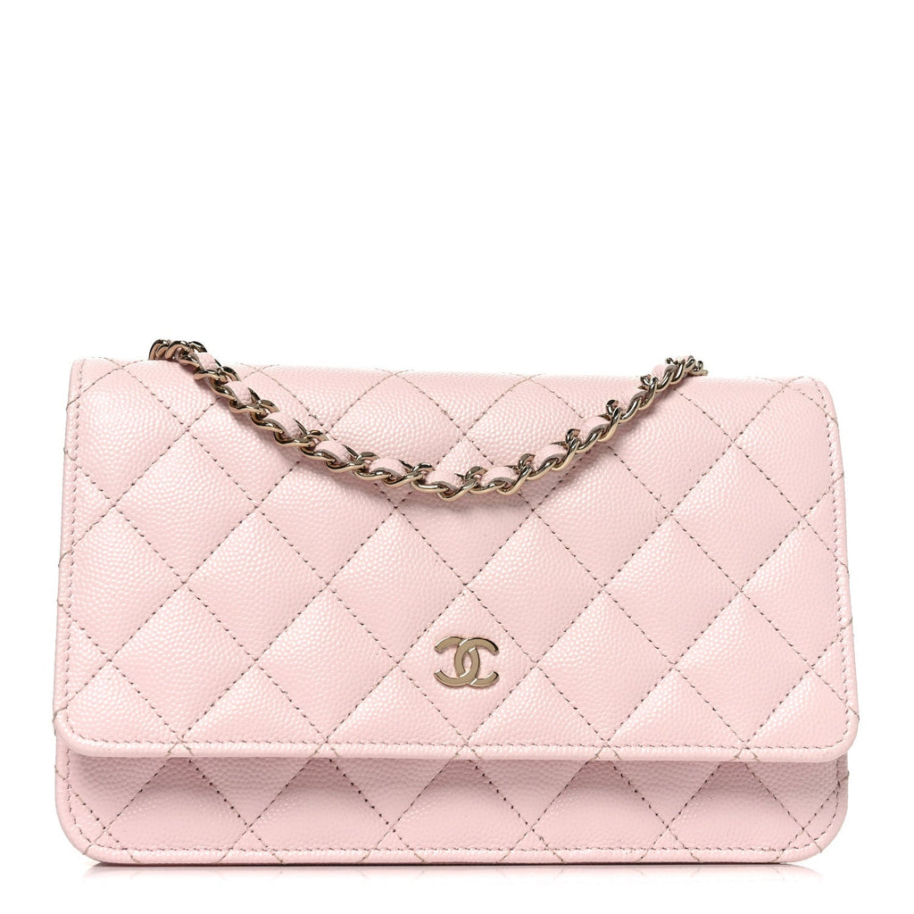 Caviar Quilted Wallet on Chain WOC Light Pink