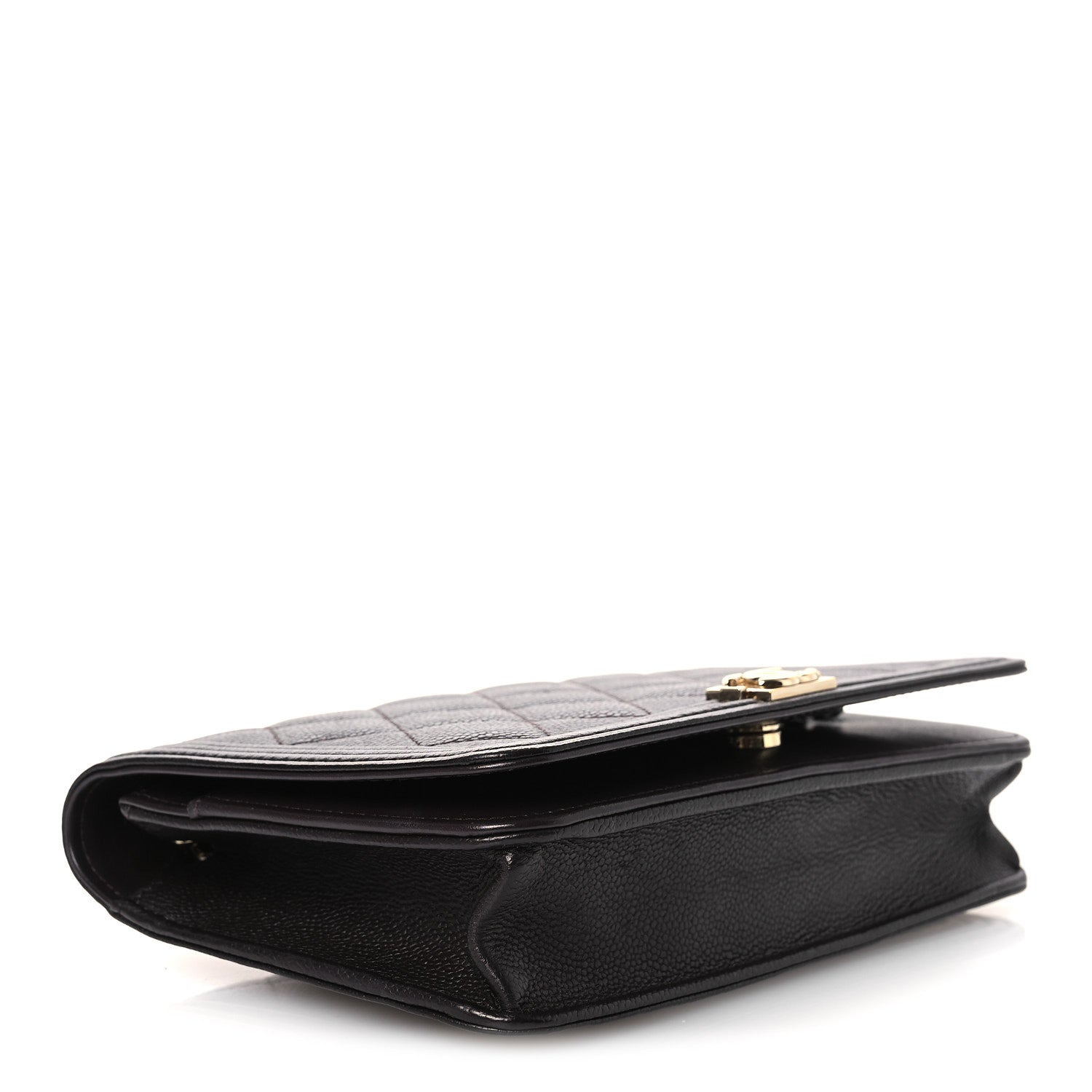 Caviar Quilted Boy Wallet On Chain WOC Dark Brown