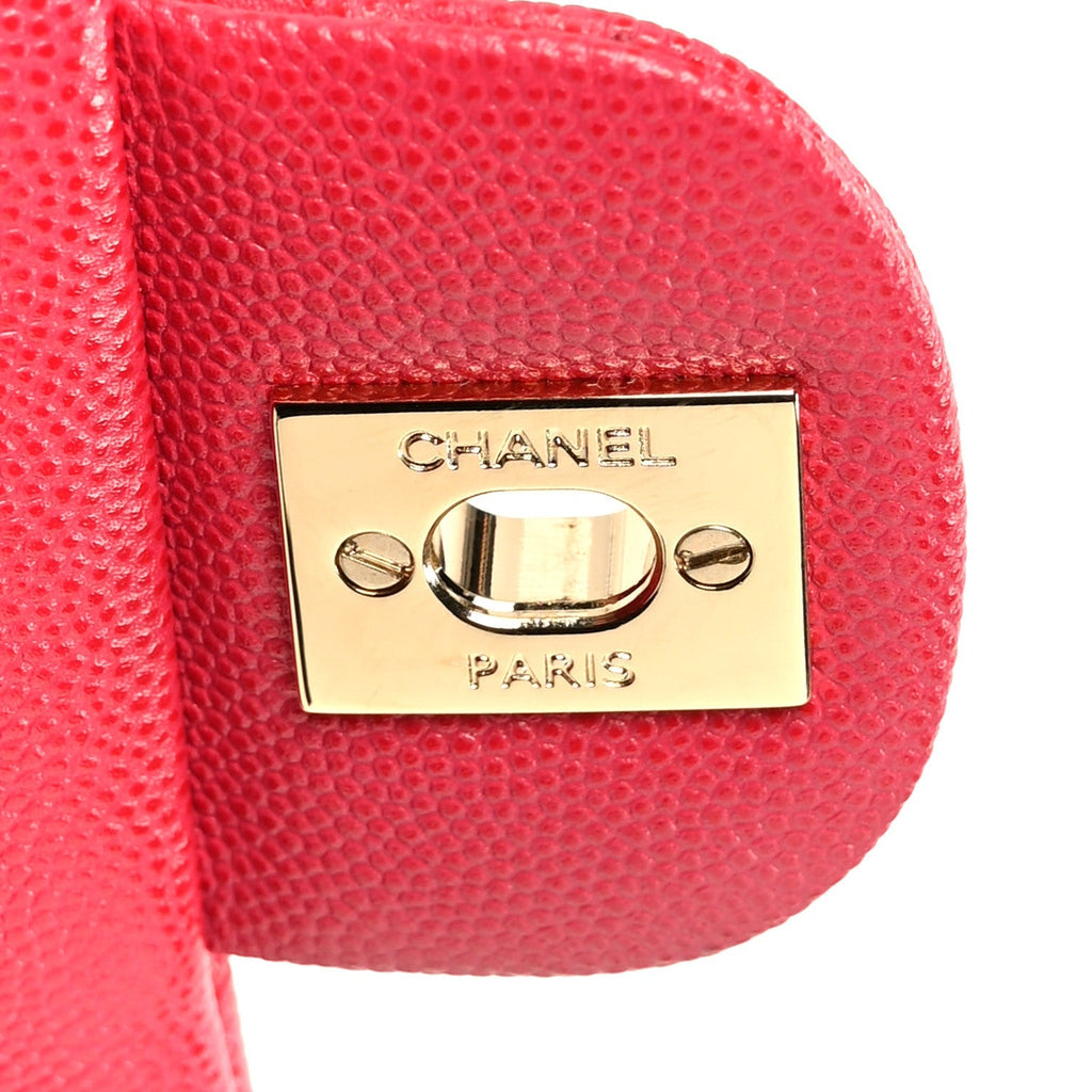 Caviar Quilted Small Double Flap Dark Pink