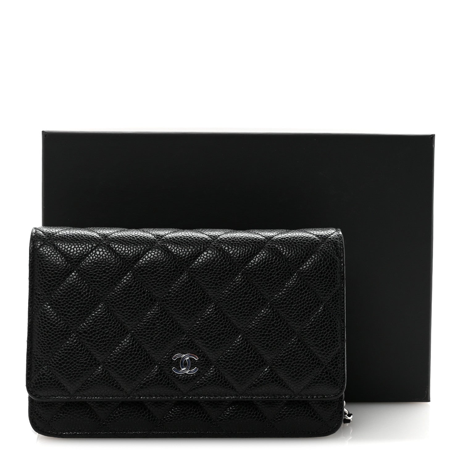 Caviar Quilted Wallet on Chain WOC Black