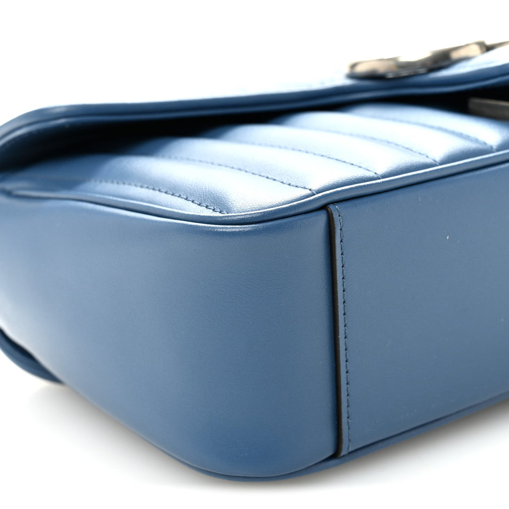 Calfskin Matelasse Aria Small GG Marmont Shoulder Bag  Clear Blue