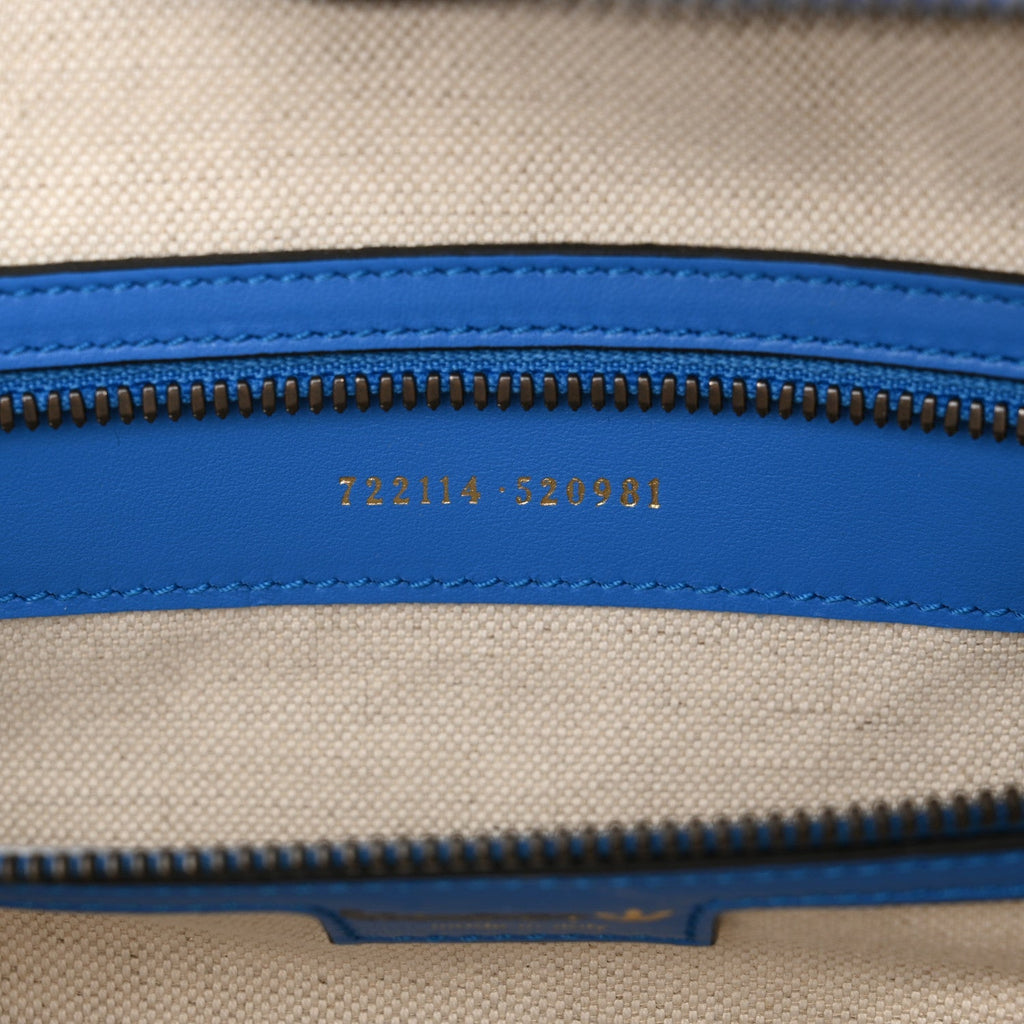 X ADIDAS Calfskin Trefoil Web GG Marmont Medium Duffle Bag Blue