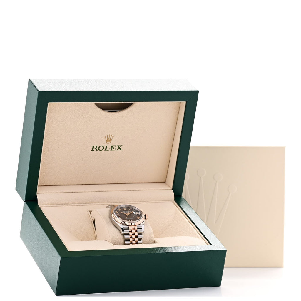 Stainless Steel 18K Everose Gold Diamond 36mm Oyster Perpetual Datejust Watch Slate Roman 126231