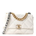 Goatskin Quilted Large Chanel 19 Flap White