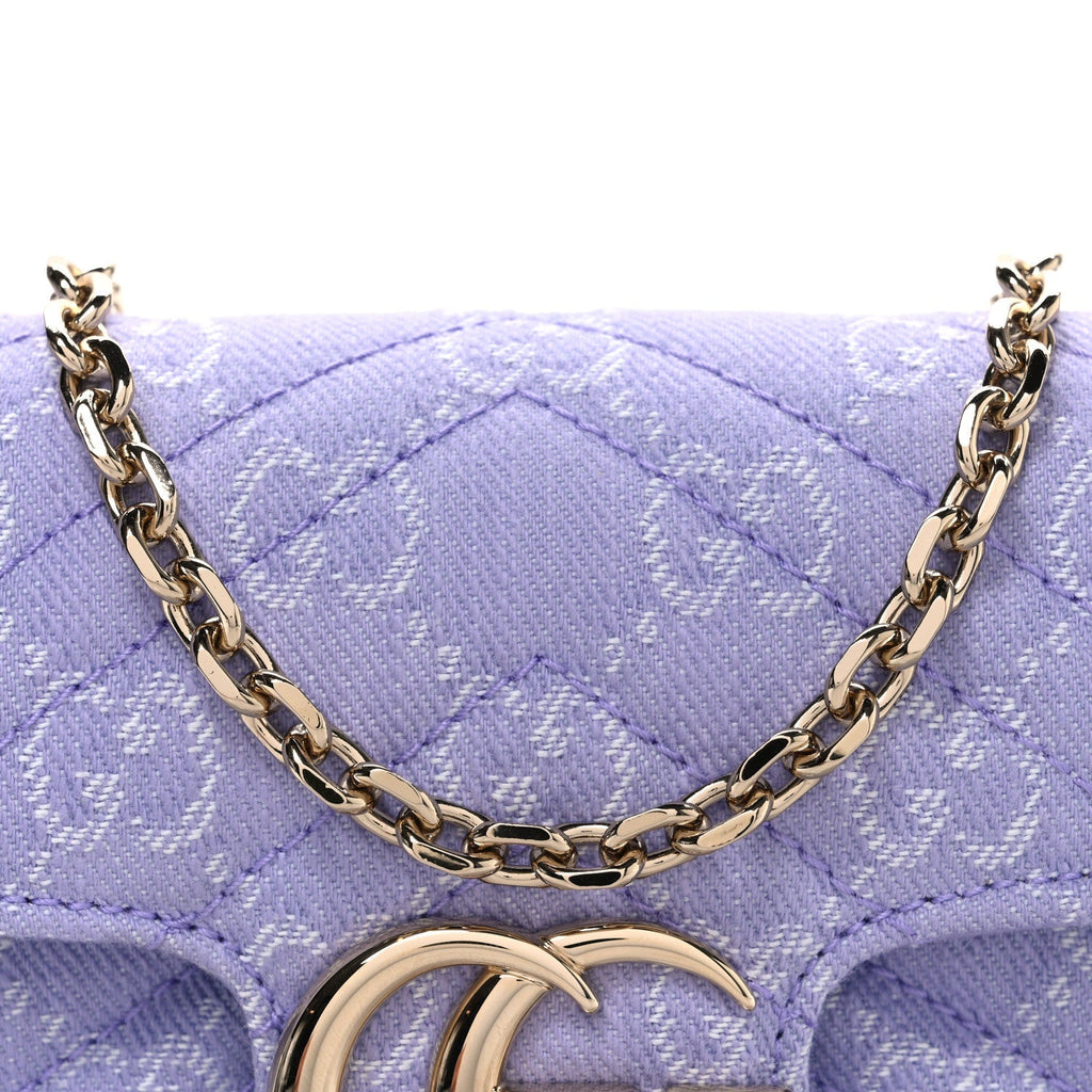 Denim GG Monogram Mini GG Marmont Shoulder Bag Light Purple