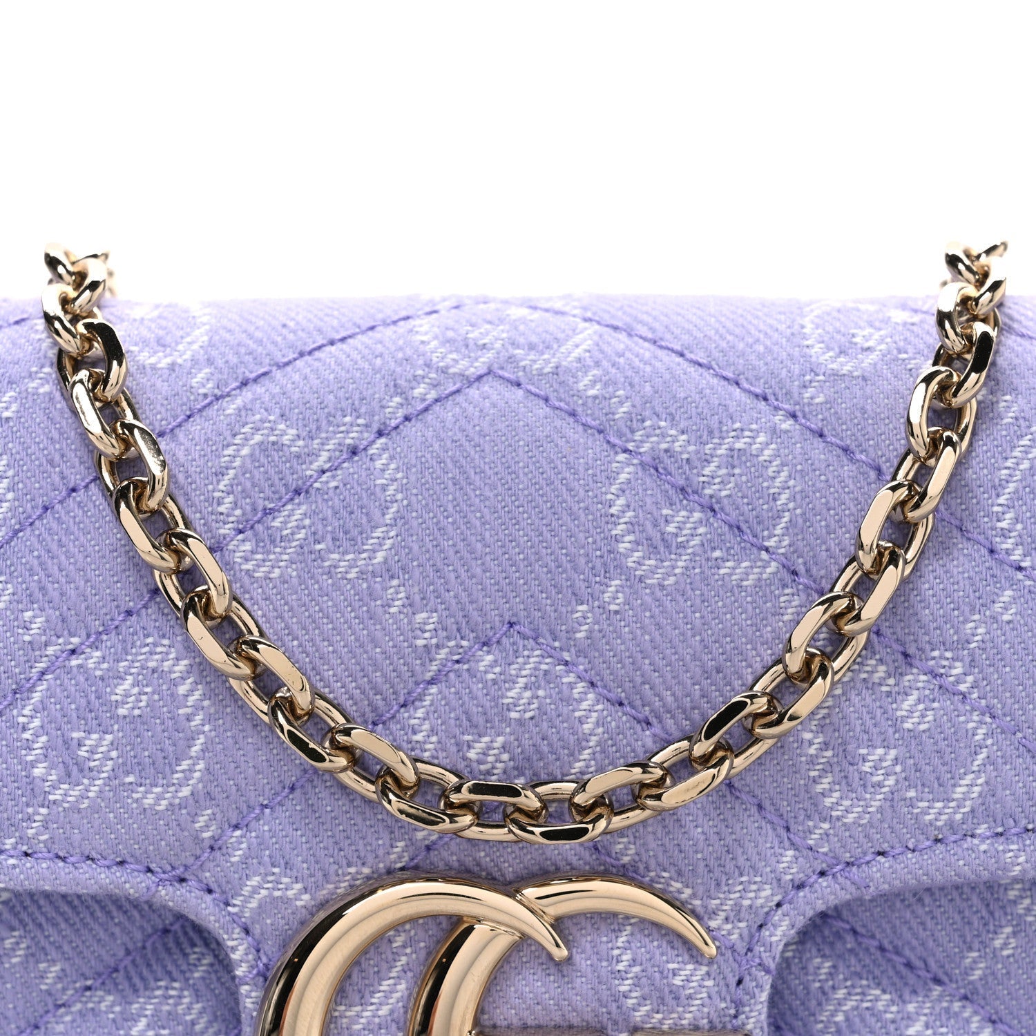 Denim GG Monogram Mini GG Marmont Shoulder Bag Light Purple