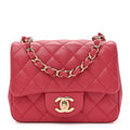 Lambskin Quilted Mini Square Flap Dark Pink