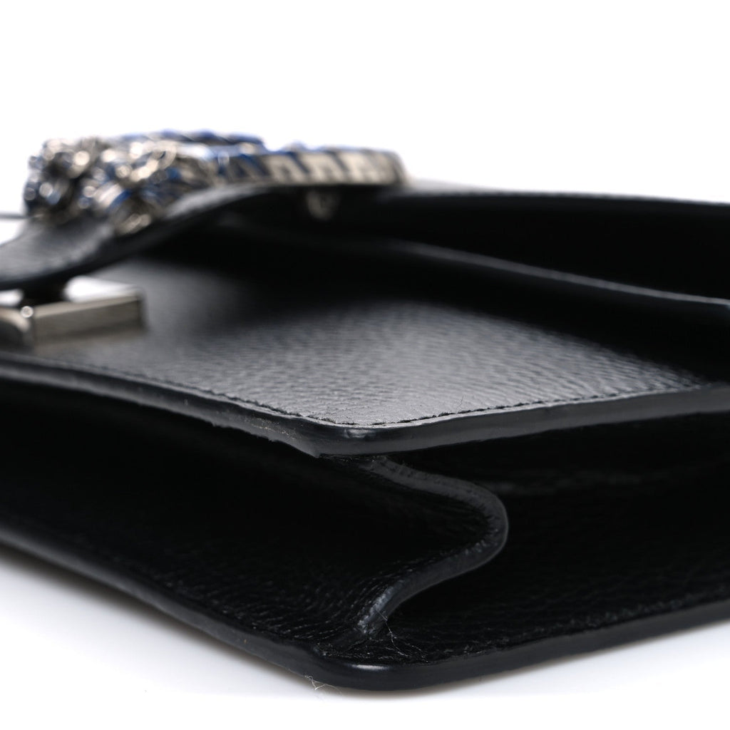 Dollar Calfskin Enamel Small Dionysus Shoulder Bag Black Electric Blue
