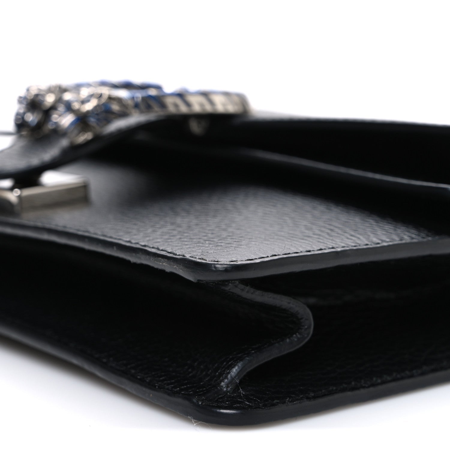Dollar Calfskin Enamel Small Dionysus Shoulder Bag Black Electric Blue