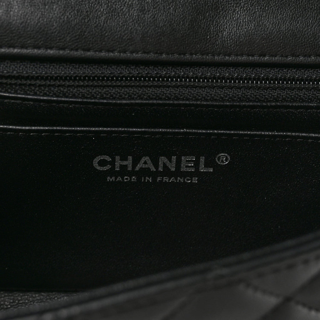 Lambskin Quilted Mini Rectangular Flap Black