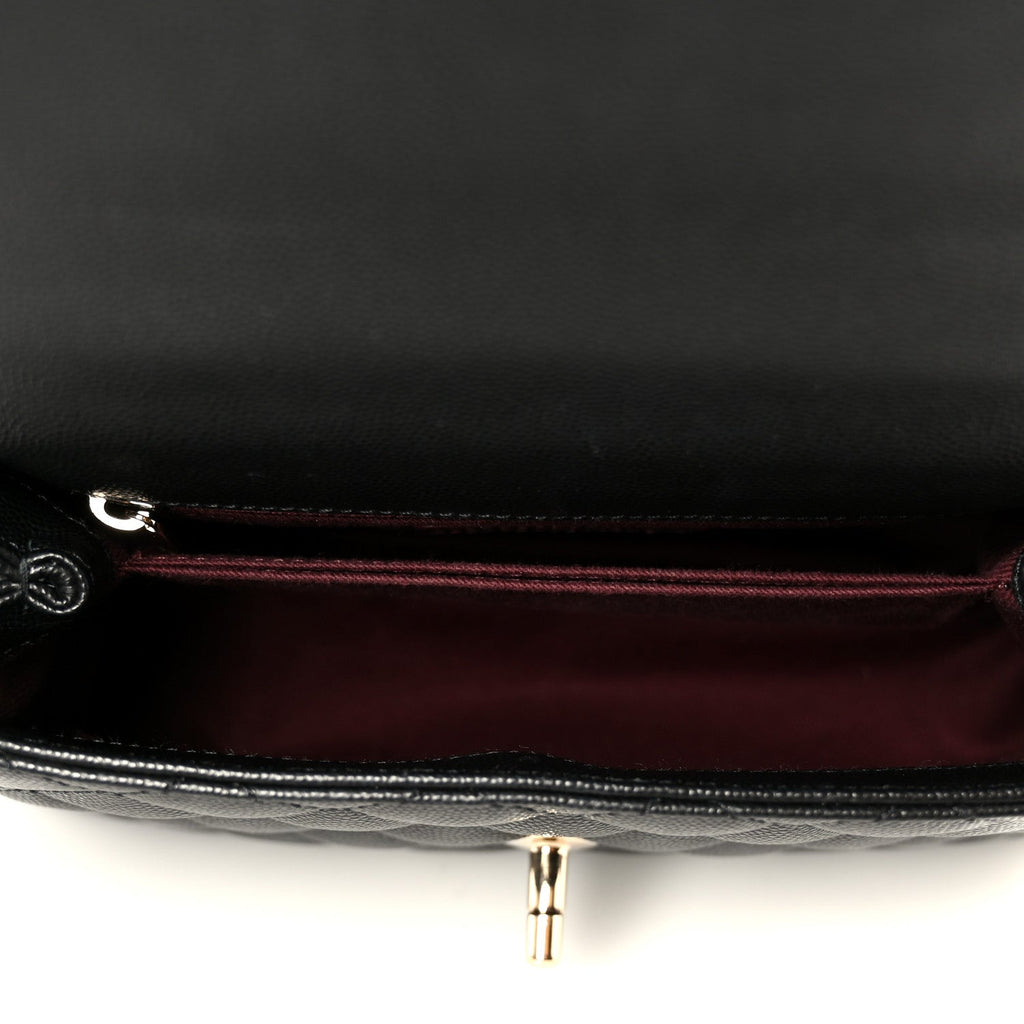 Caviar Quilted Mini Coco Handle Flap Black