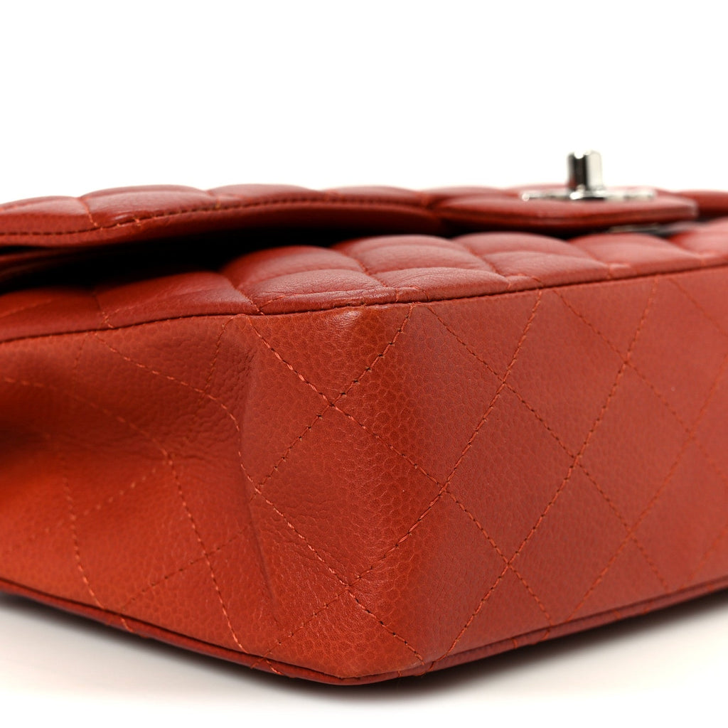 Caviar Quilted Medium Double Flap Red