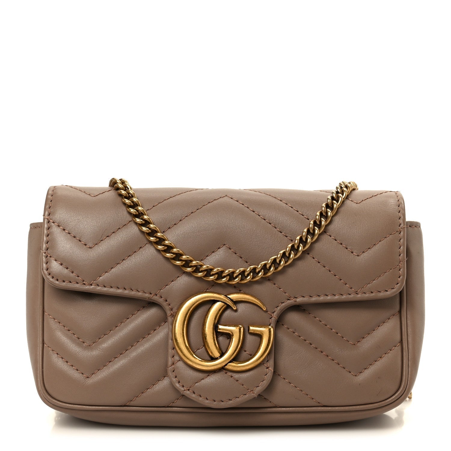 Calfskin Matelasse Super Mini GG Marmont Shoulder Bag Porcelain Rose