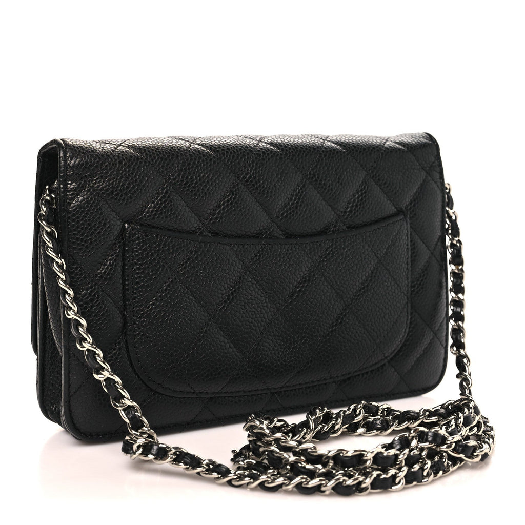 Caviar Quilted Wallet on Chain WOC Black