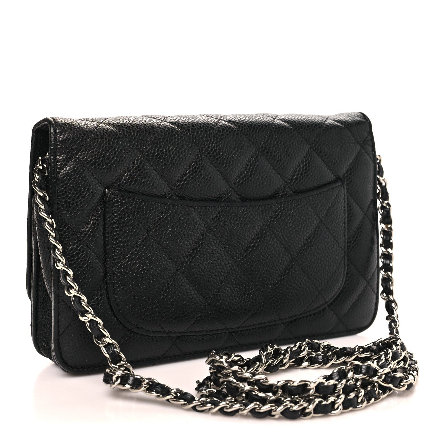 Caviar Quilted Wallet on Chain WOC Black