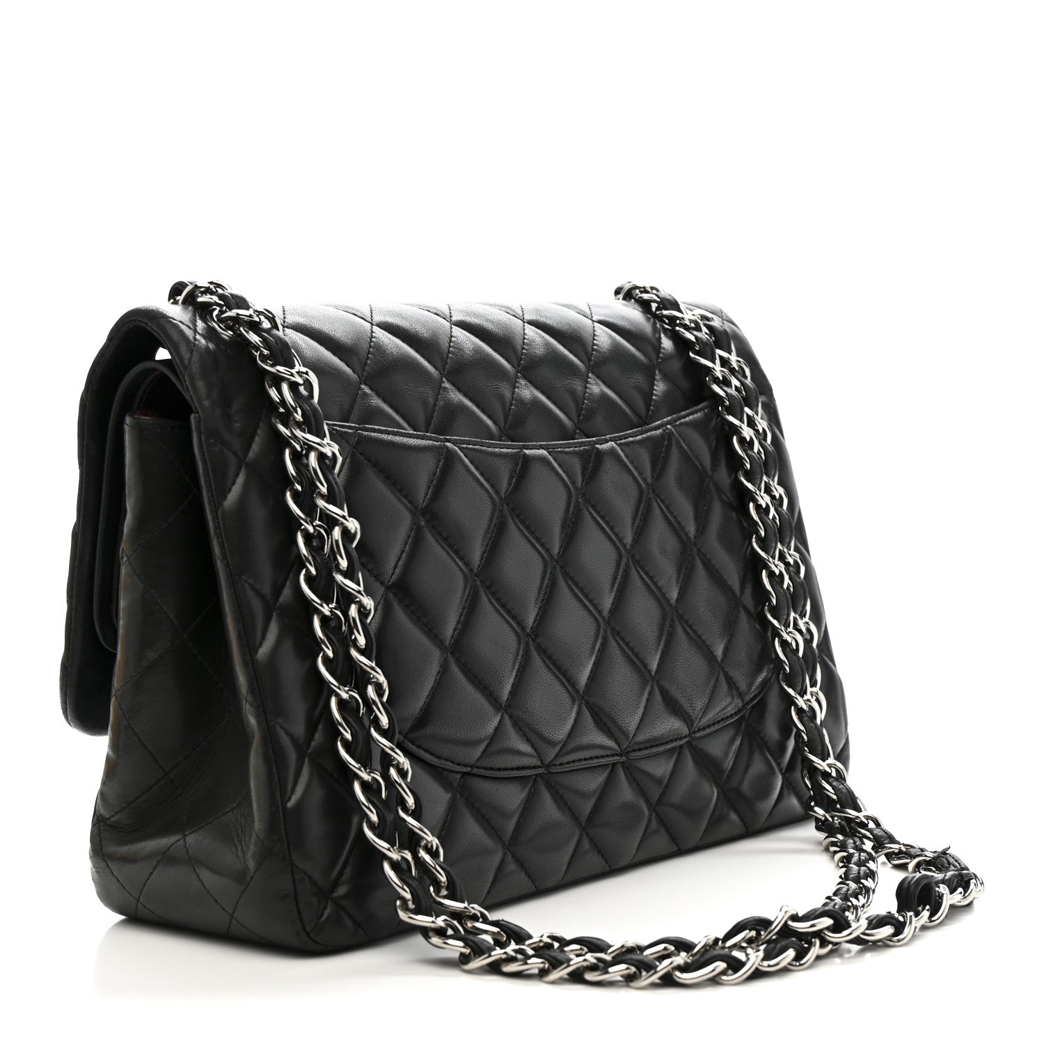 Lambskin Quilted Jumbo Double Flap Black