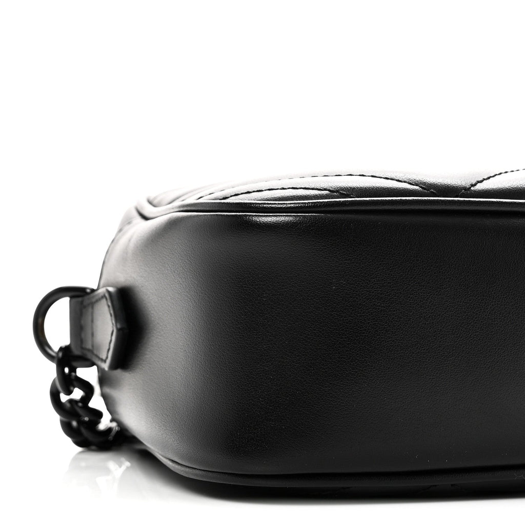 Calfskin Matelasse Monochrome Small GG Marmont Chain Shoulder Bag Black