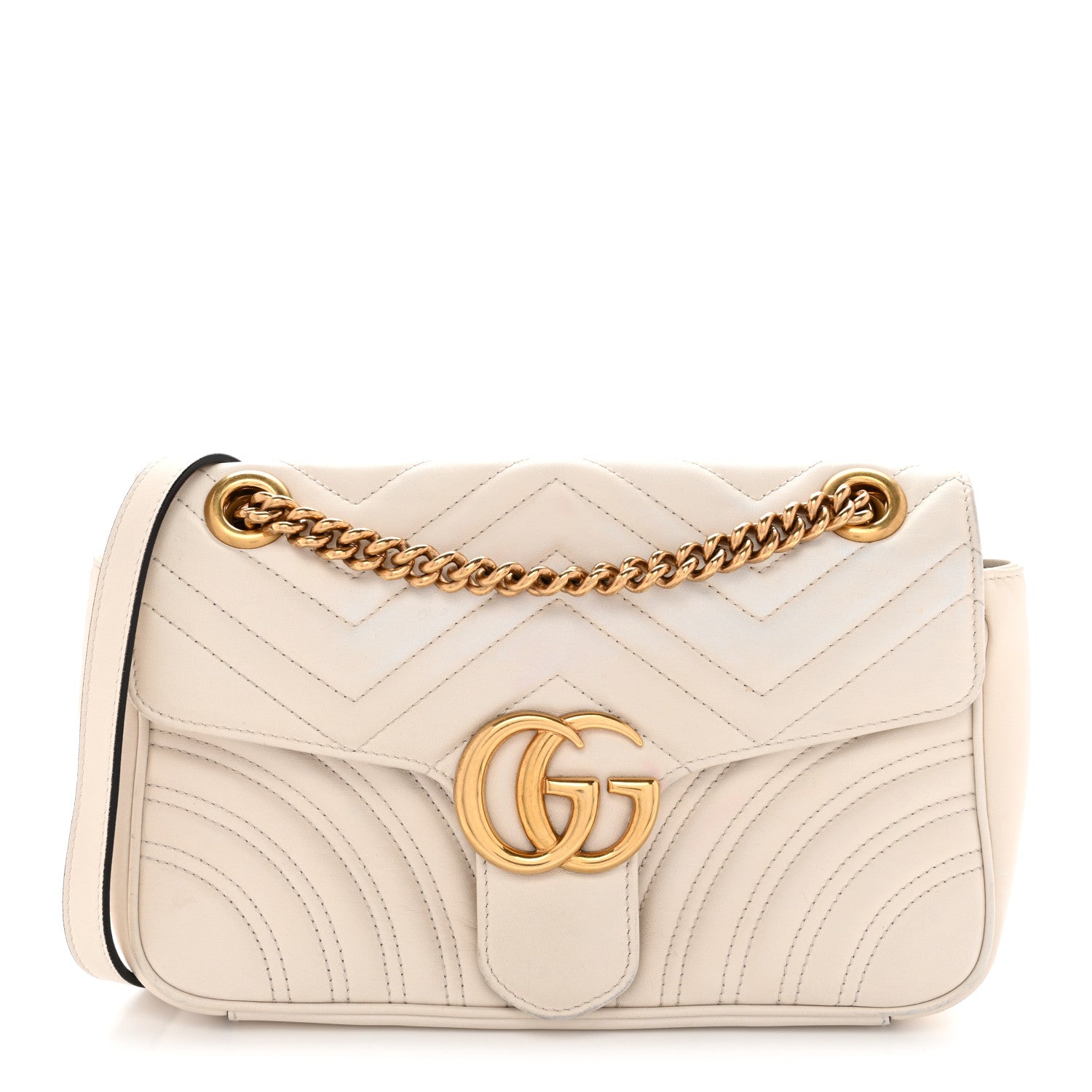 Calfskin Matelasse Small GG Marmont Shoulder Bag White