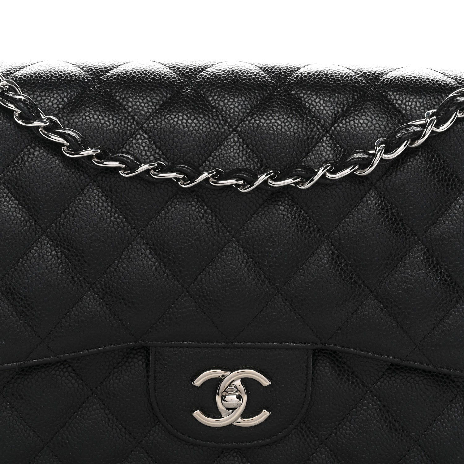 Caviar Quilted Jumbo Double Flap Black
