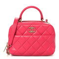 Lambskin Quilted Small Trendy CC Bowling Bag Pink