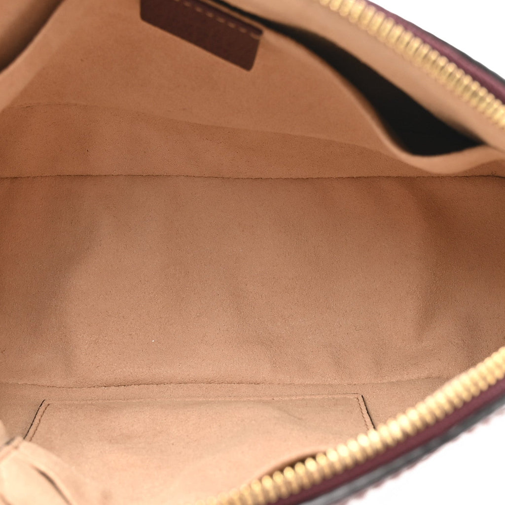 Textured Dollar Calfskin Web Small Ophidia Dome Shoulder Bag Burgundy