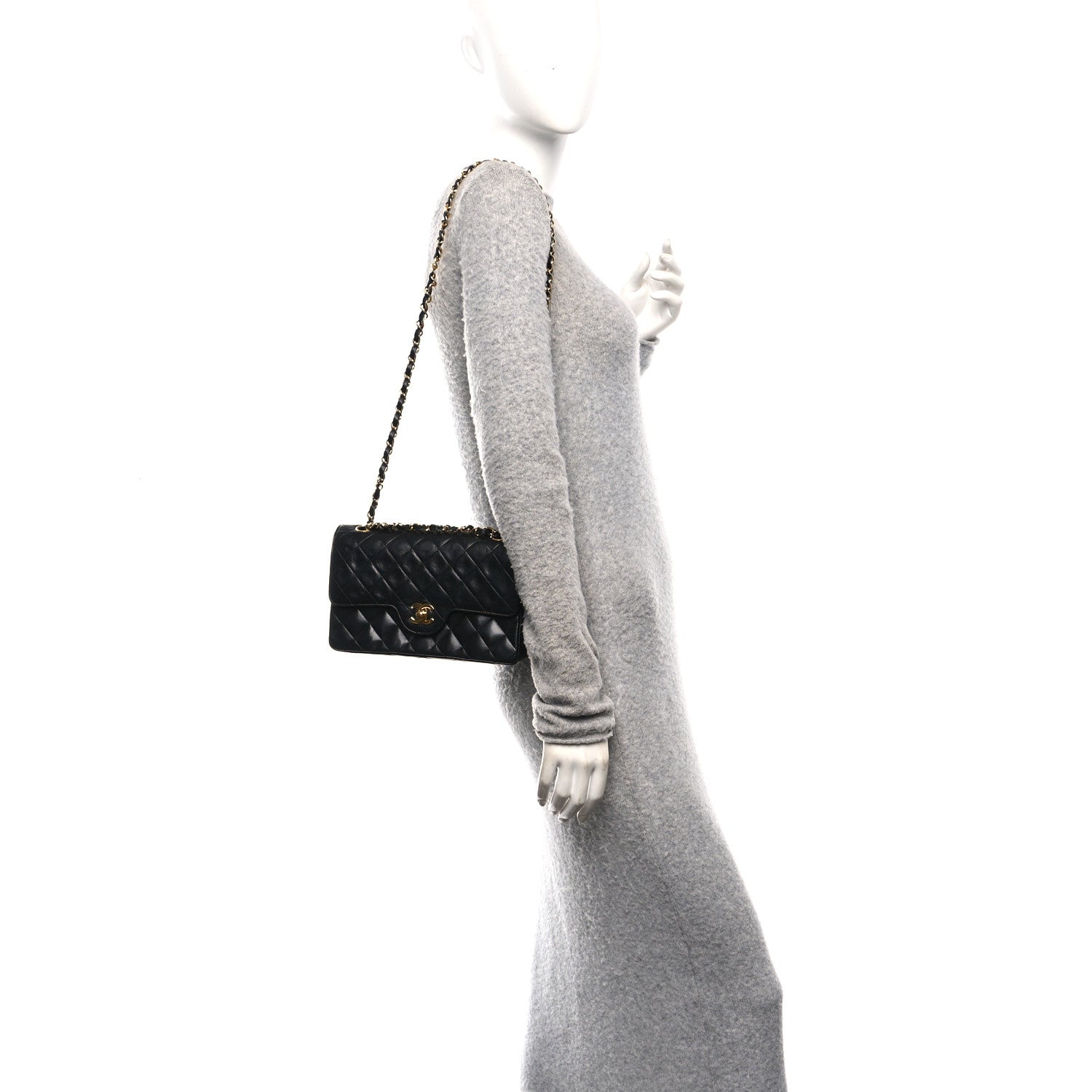 Lambskin Quilted Small Double Flap Black