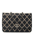 Calfskin Diamond Stitch Wallet On Chain WOC Black
