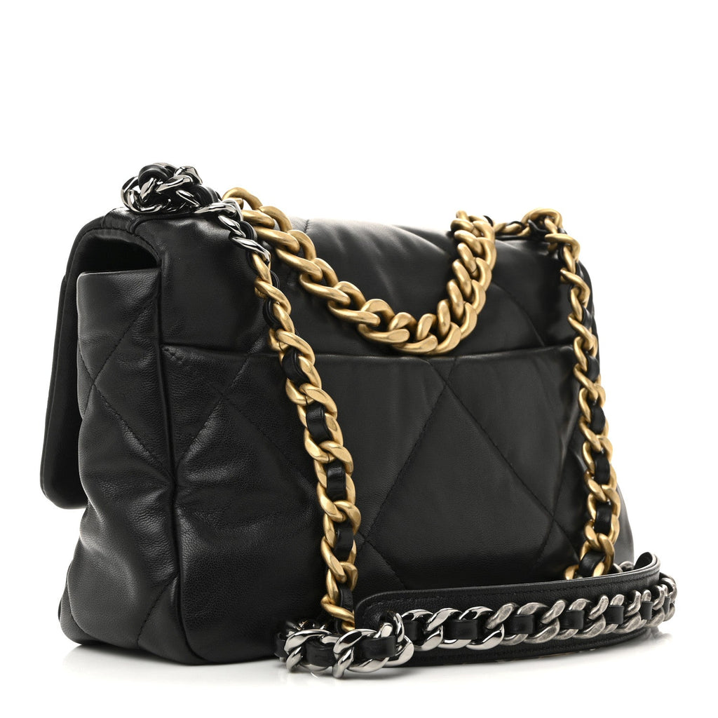 Lambskin Quilted Medium Chanel 19 Flap Black