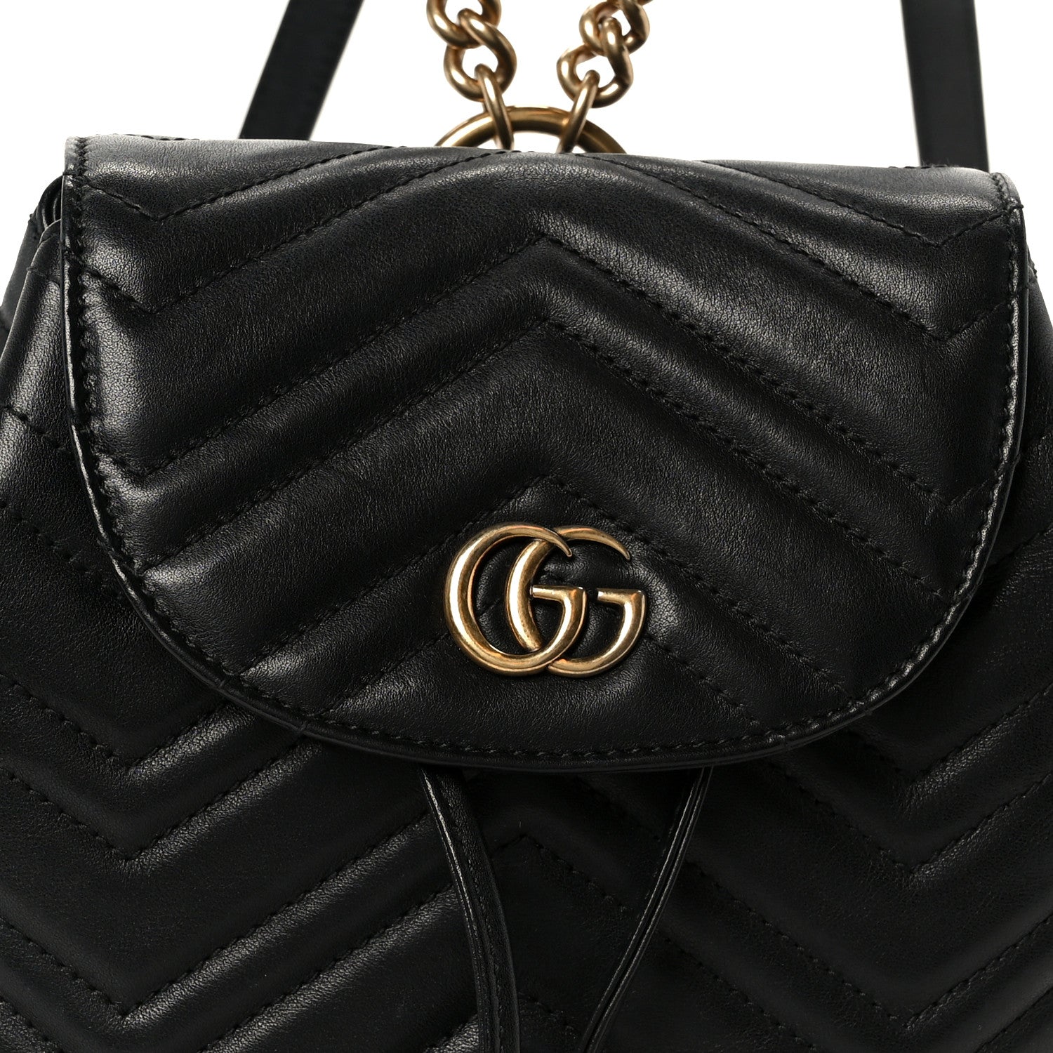 Calfskin Matelasse GG Marmont Flap Backpack Black