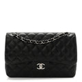 Lambskin Quilted Jumbo Double Flap Black