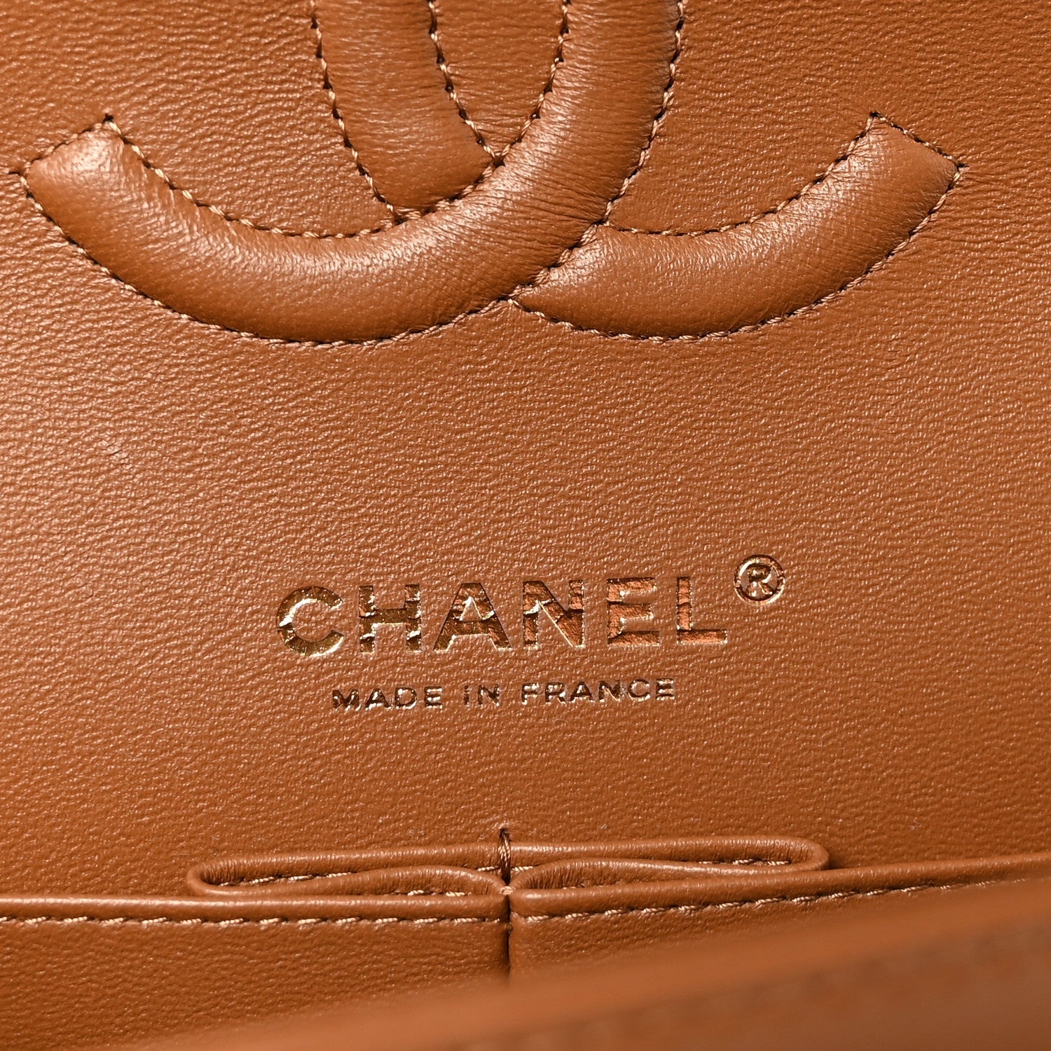 Lambskin Quilted Medium Double Flap Brown