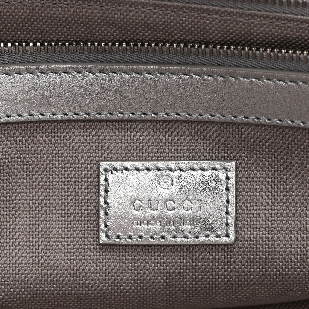 GG Supreme Monogram Emblem Medium Tote Bag  Beige Silver