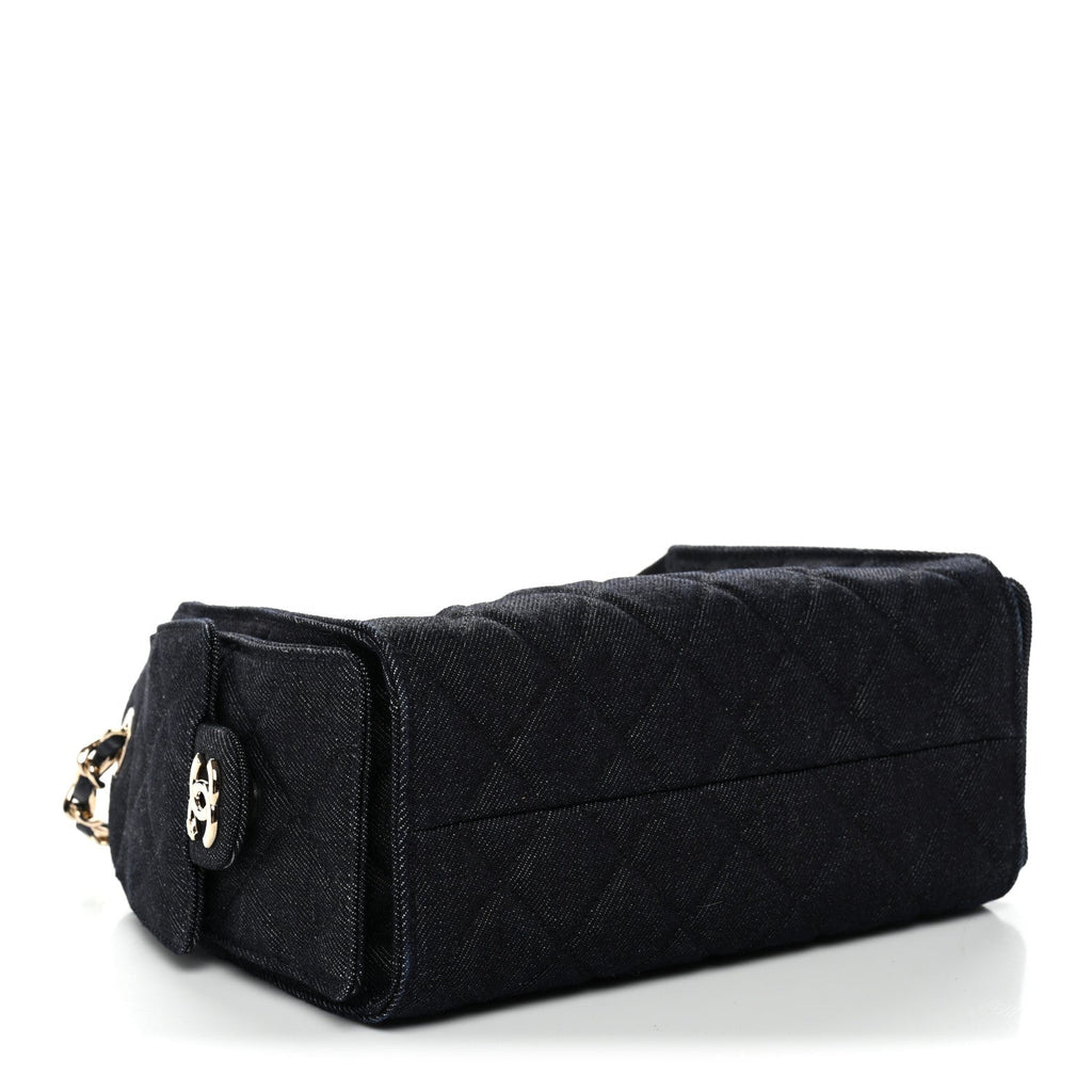 Denim Quilted Mini Chanel 25 Handbag Dark Blue