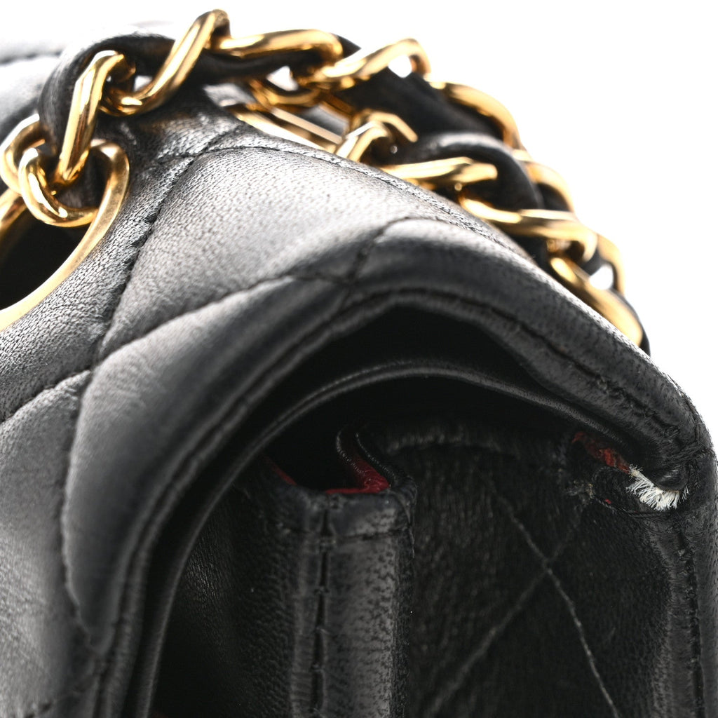 Lambskin Quilted Medium Double Flap Black